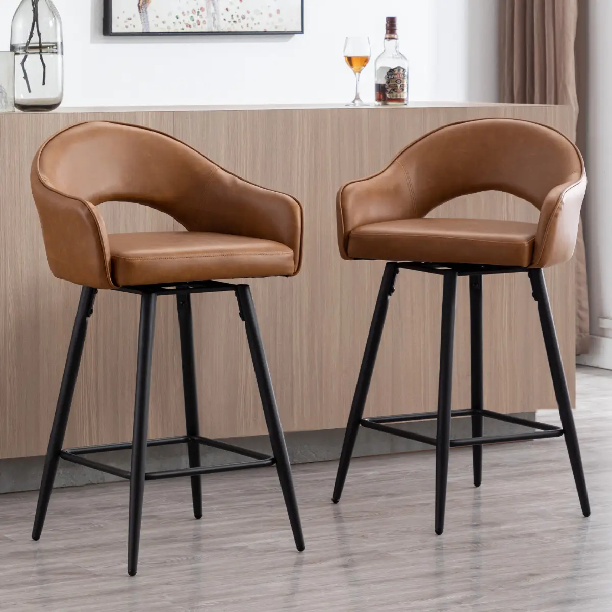 Barhocker 68 cm - Kunstleder, Drehbar, für Kücheninsel