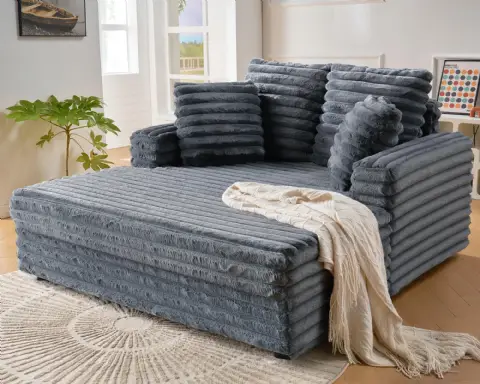 Chaiselongue Dunkelgrau - Mit Kissen, Als Schlafcouch