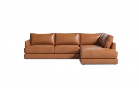 Ecksofa Leder Cognac - Nappaleder, L-Form, Modern