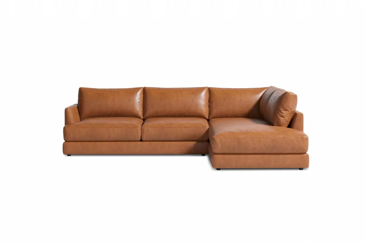 Ecksofa Leder Cognac - Nappaleder, L-Form, Modern