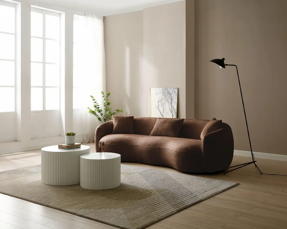 Loungesofa Halbmond - Teddy-Boucle, 4-Sitzer