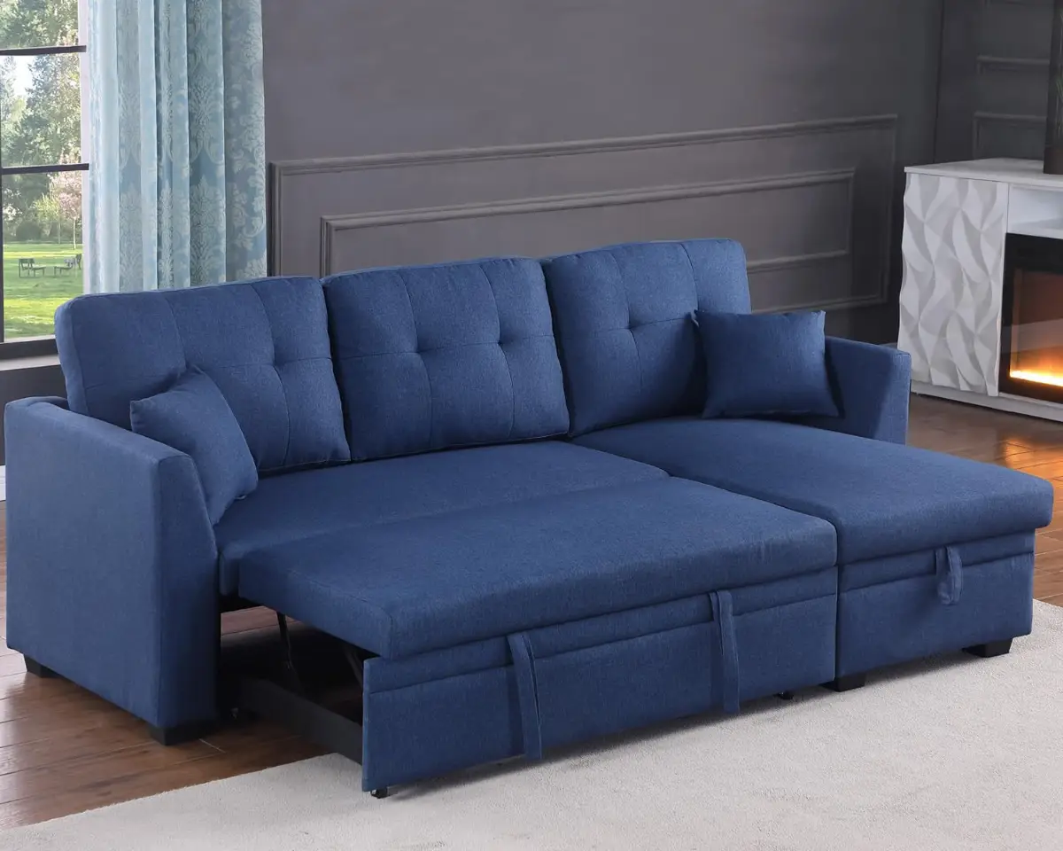 Loungesofa mit Schlaffunktion - 3-Sitzer, Stauraum