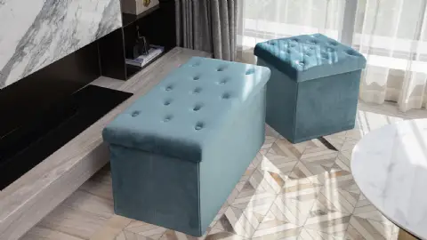 Pouf Faltbar mit Stauraum - Samt, als Schuhbank