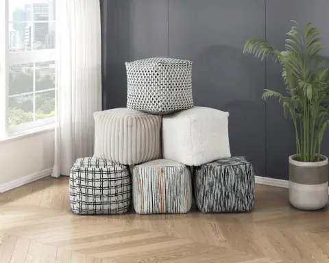 Pouf Quadratisch Jacquard - Modern, als Fußhocker
