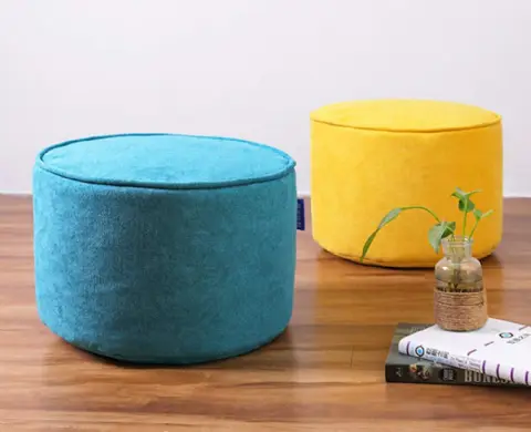 Pouf Rund Waschbar - Abnehmbarer Bezug, Fußhocker