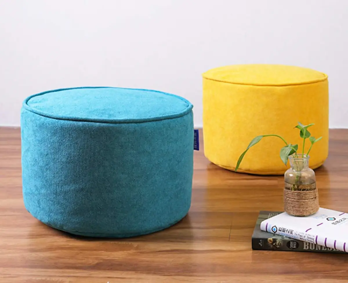 Pouf Rund Waschbar - Abnehmbarer Bezug, Fußhocker
