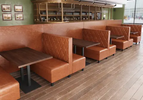 Restaurant-Sitzbänke gepolstert - mit Seitenwänden & Tischen